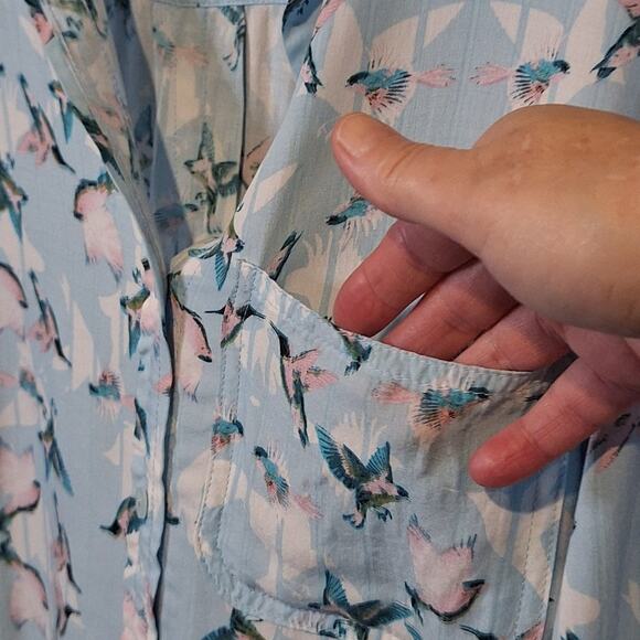 NWOT Velvet Heart Shirt Women's Medium Blue Birds phoebebuffay bohemian 1990s - Picture 3 of 8